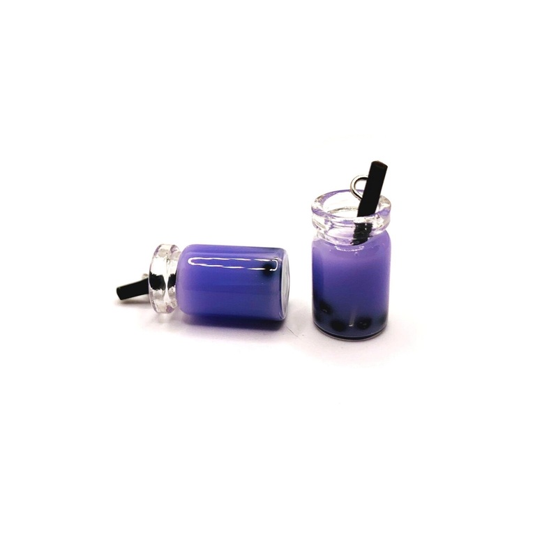 4 or 12 Pieces: Purple Taro Boba Milk Tea 3D Charms