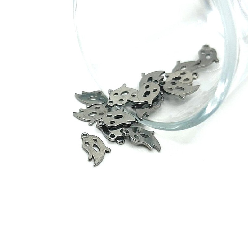 1, 4, 20 or 50 Pieces: Small Stainless Steel Halloween Ghost Charms