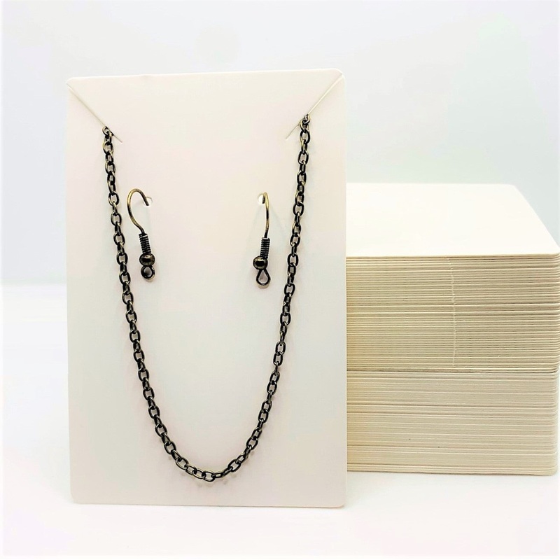 20 or 100 Pieces: White Necklace and Earring 6×9 cm Display Cards