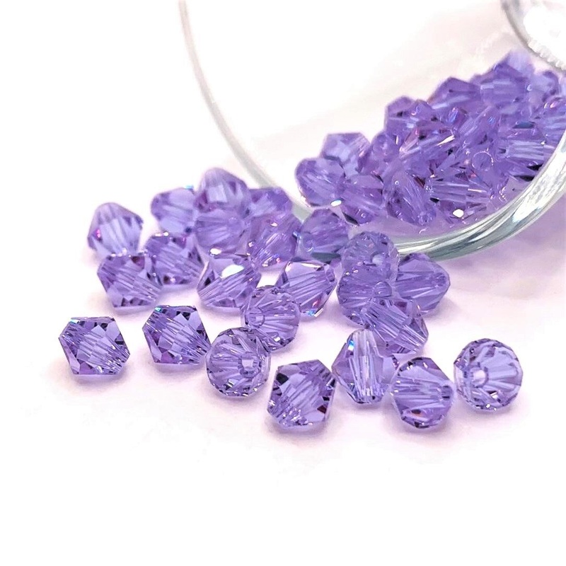 4, 20 or 50 Pieces: 6 mm Bicone Purple Imitation Crystal February Birthstone Beads