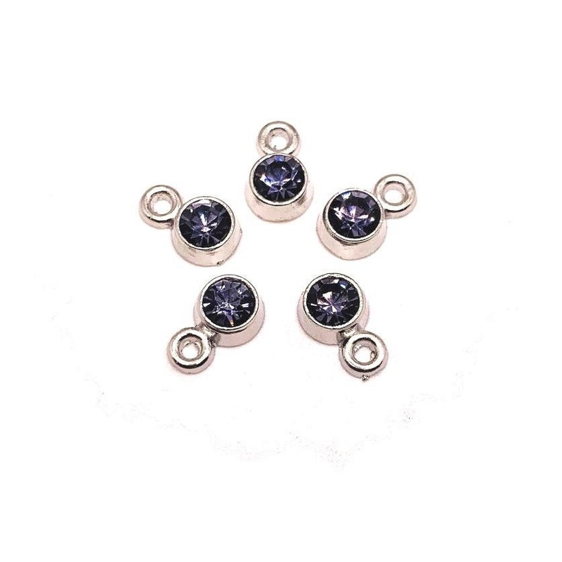 4, 20 or 50 Pieces: Small Purple February Birthstone Rhinestone Charms