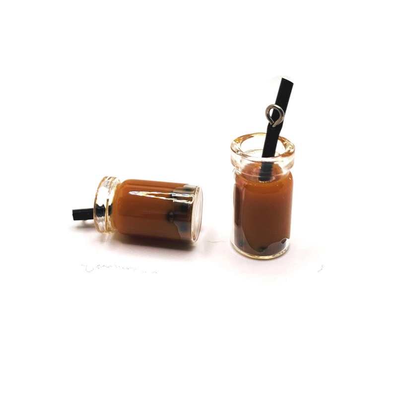 4 or 12 Pieces: Brown Coffee Boba Milk Tea 3D Charms