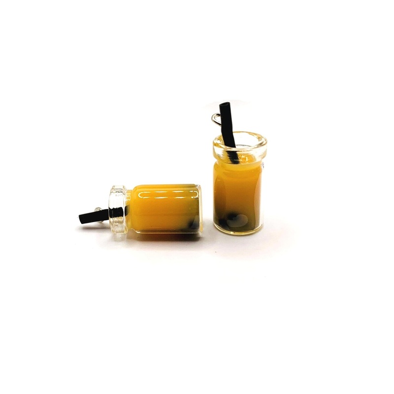 4 or 12 Pieces: Peach Boba Milk Tea 3D Charms