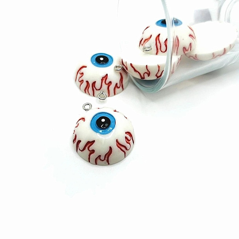 1, 4 or 20 Pieces: Creepy 3D Eyeball Halloween Charms