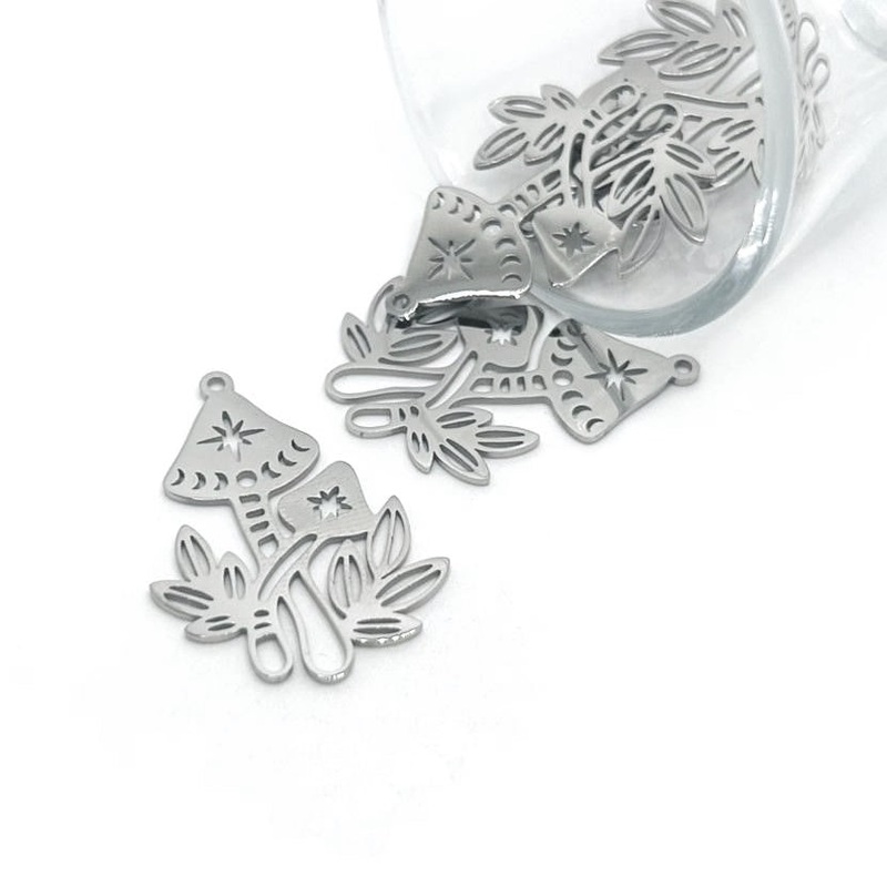 1, 4 or 20 Pieces: Stainless Steel Mushroom Pendant