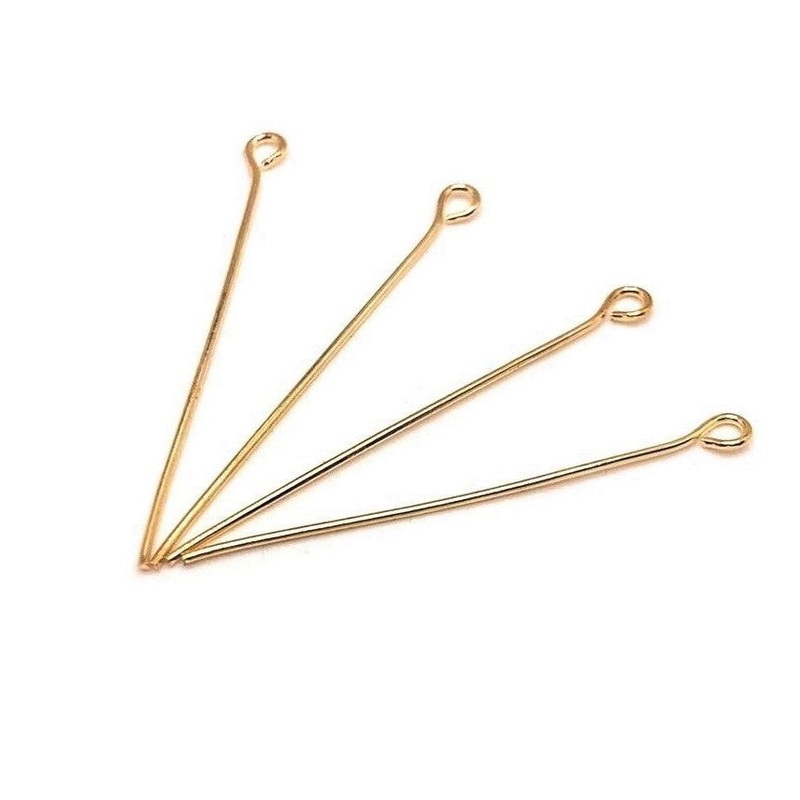 100 or 500 Pieces: KC Gold / Light Gold Eye Pins, 35mm