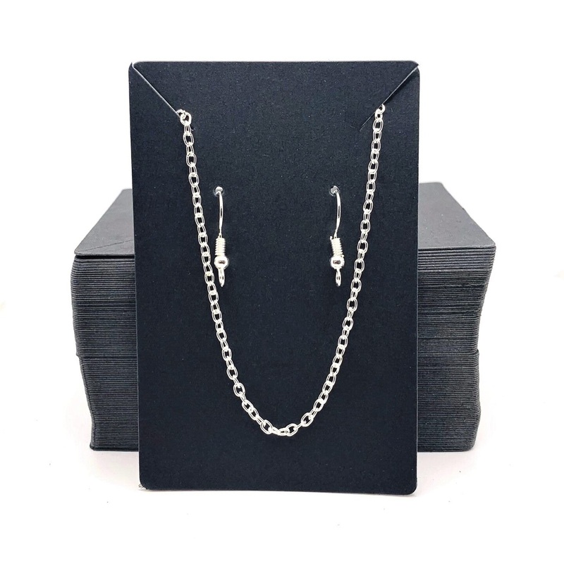 20 or 100 Pieces: Black Necklace and Earring 6×9 cm Display Cards