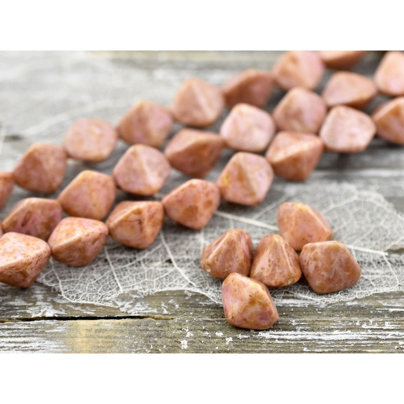 11mm Bronzed Rose Pink Picasso Large Pinch Beads