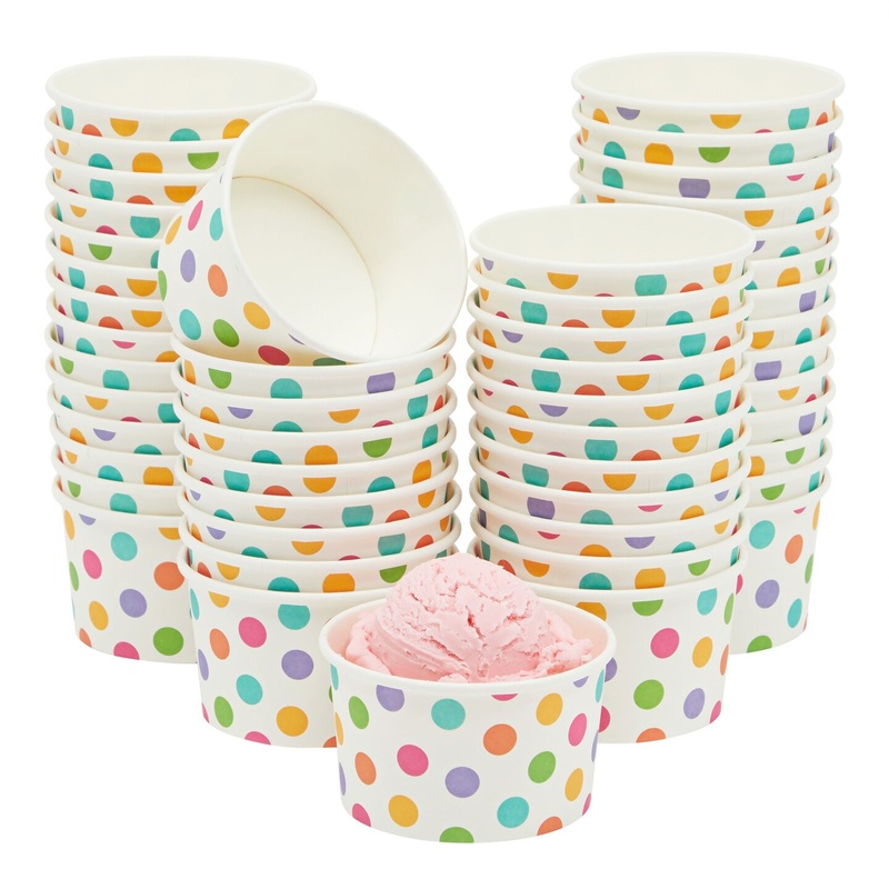 50 Pack Cupcake Liners Wrappers, Muffin Paper Baking Cup for Birthday Party, Rainbow Polka Color