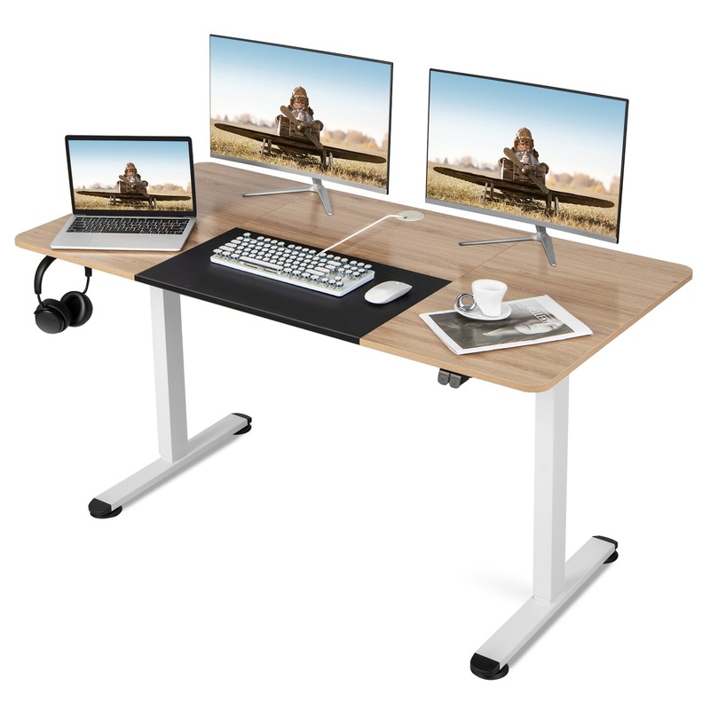 Costway Electric Height Adjustable Standing Desk, Sit to Stand Computer Workstation Home Office Desk