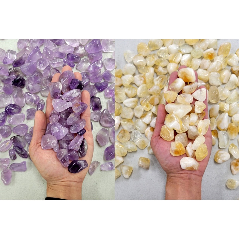 Amethyst & Citrine Tumbled Crystals Combo Pendant Size