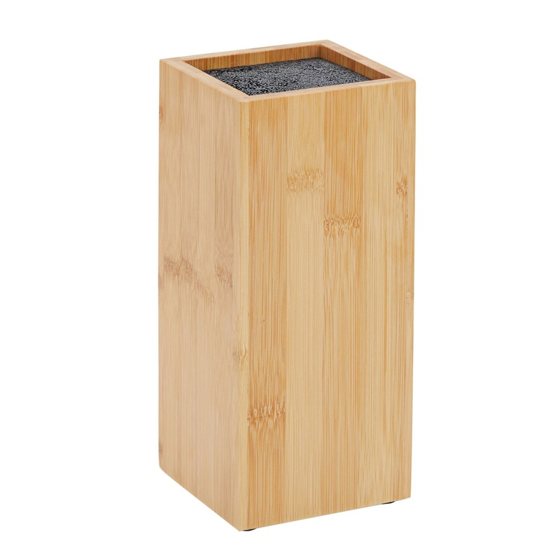 Bamboo Universal Knife Block with Adjustable Bristles, Knife Stand Holder without Knives for Kitchen Counter (4.13×9.25 In)
