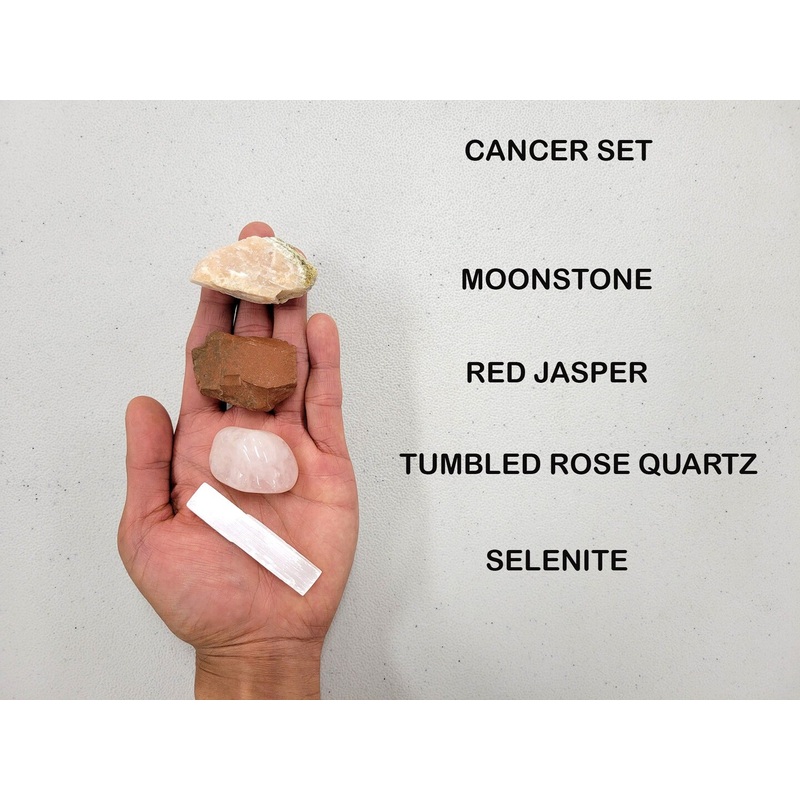 Crystals For Cancer Zodiac Sign, Moonstone Red Jasper Rose Quartz Selenite