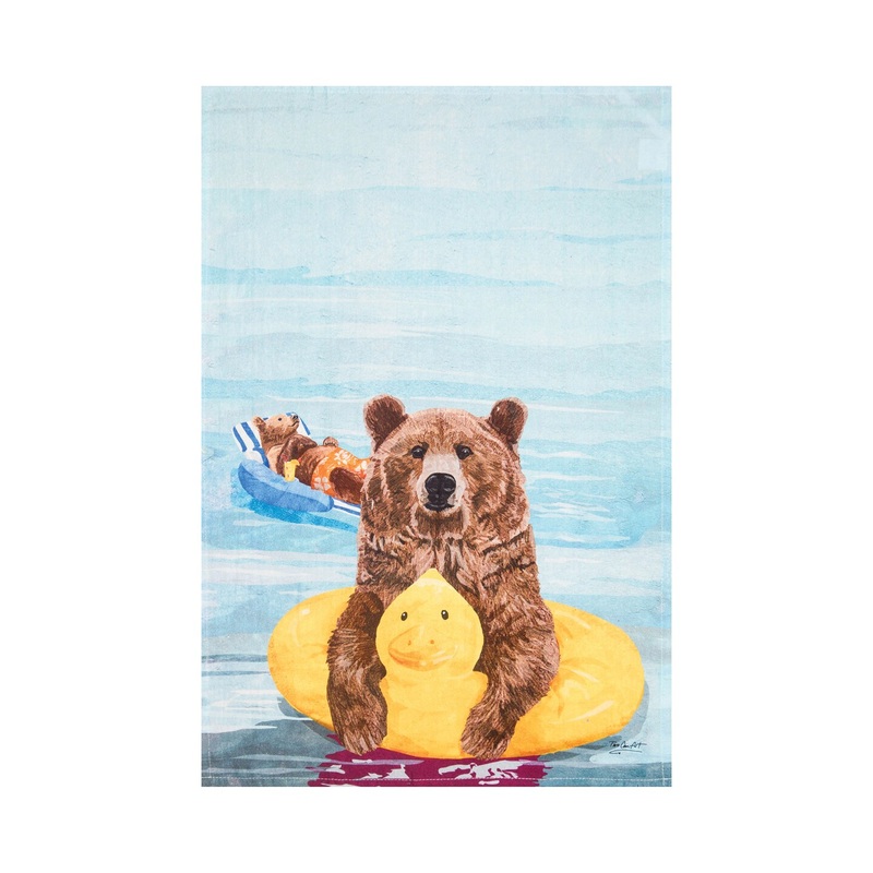 Innertube Bear Printed Flour Sack Kitchen Towel