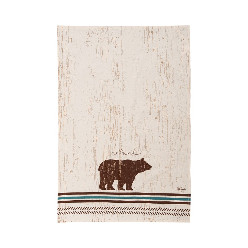 Striped Arrow Bear Printed Flour Sack Kitchen Towel