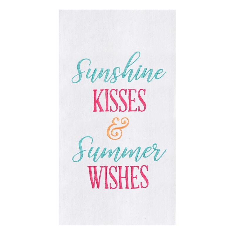 Sunshine Kisses & Summer Wishes Flour Sack Embroidered Cotton Kitchen Towel
