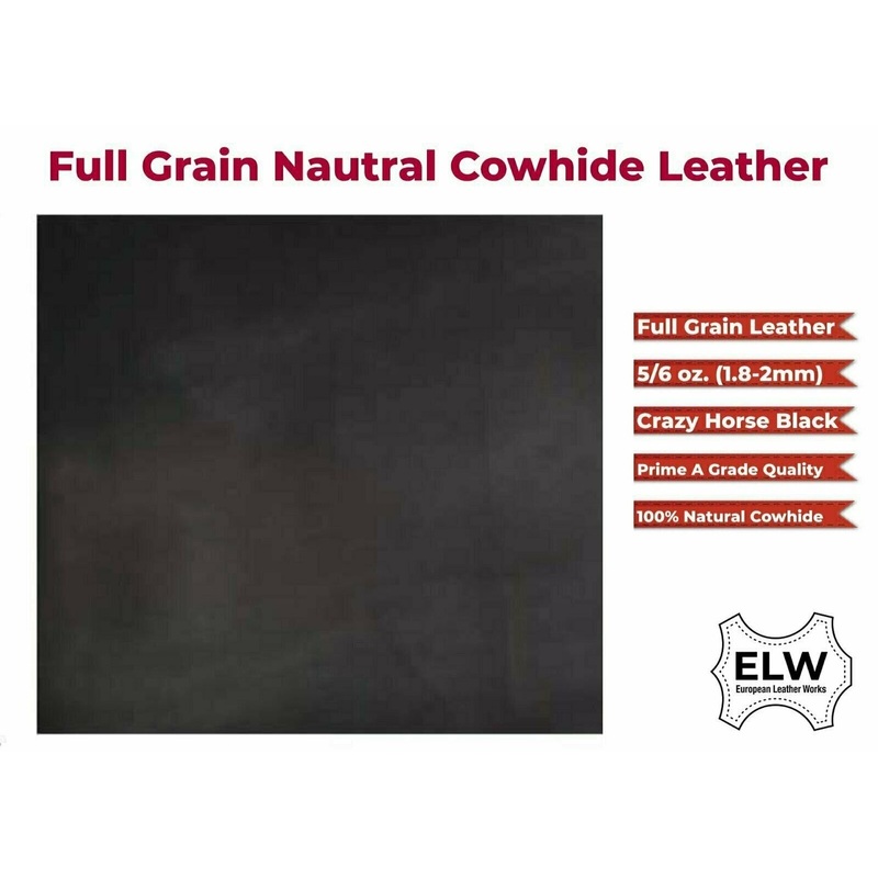 Tooling Leather Full Grain 100% Cowhide Leather Piece 12″x12″ 2.0mm 5/6oz BLACK
