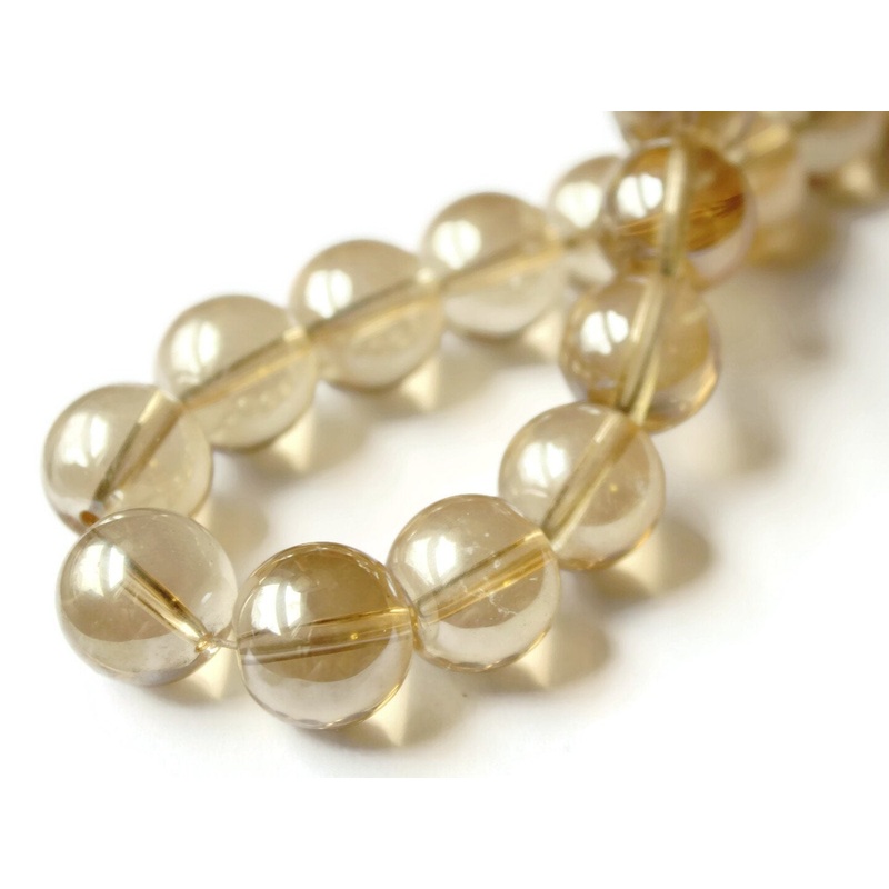 12mm and 14mm Clear Amber Crystal Glass Beads Smooth Round Full Strand Loose Beads