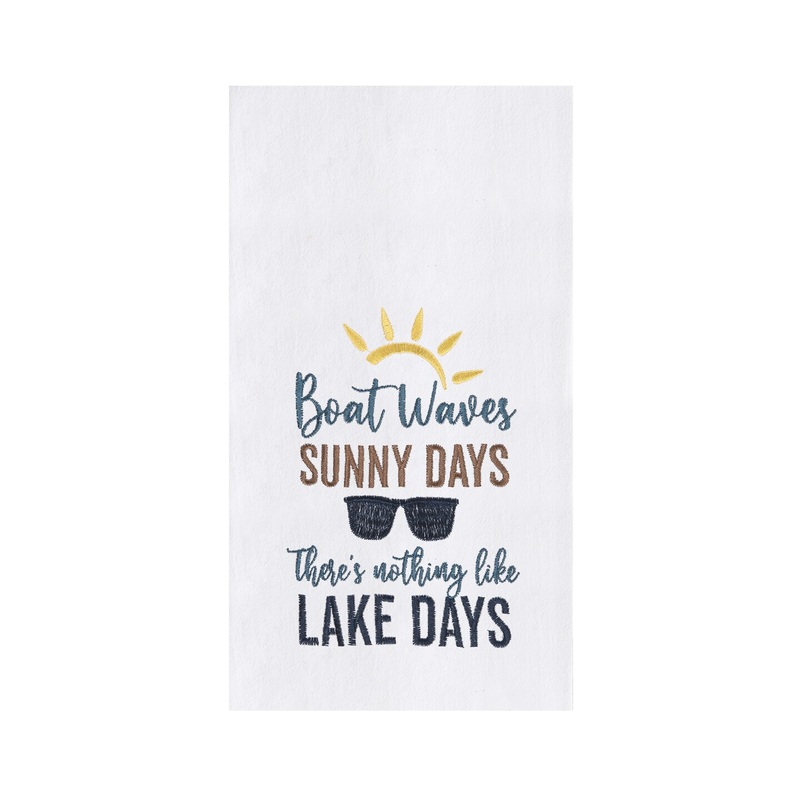 “Boat Waves Sunny Days” Nautical Kitchen Towel