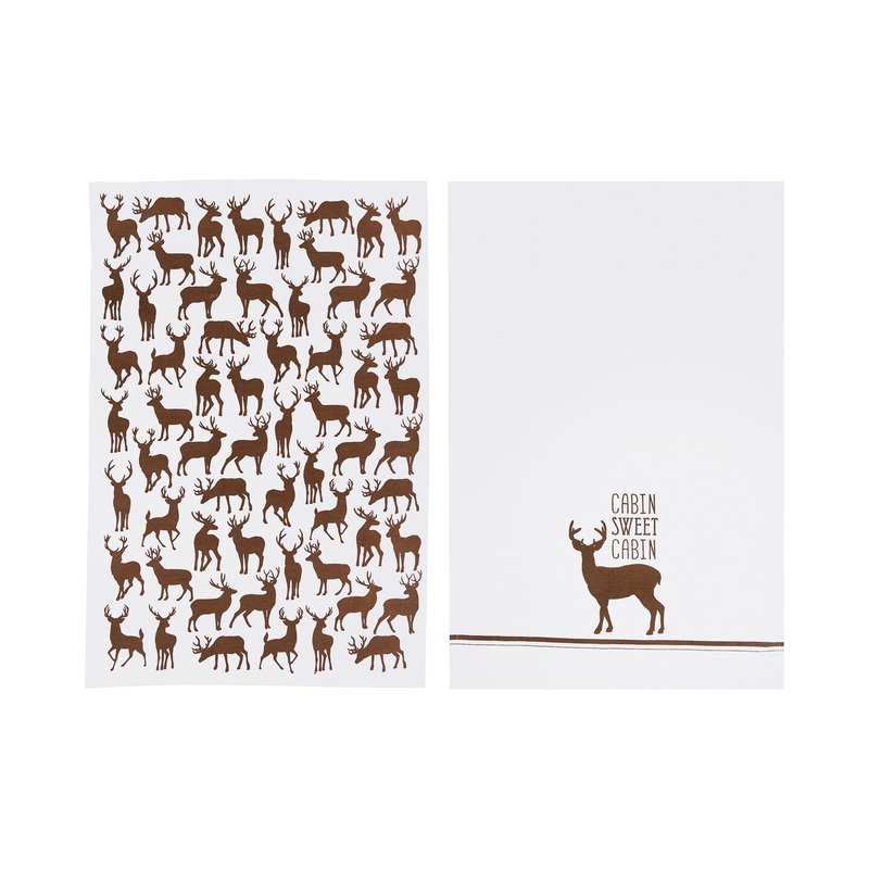 Cabin Sweet Cabin Deer Printed Kitchen Towel Set of 2
