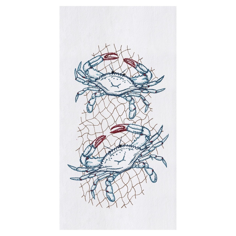 Crab Net Flour Sack Embroidered Cotton Kitchen Towel