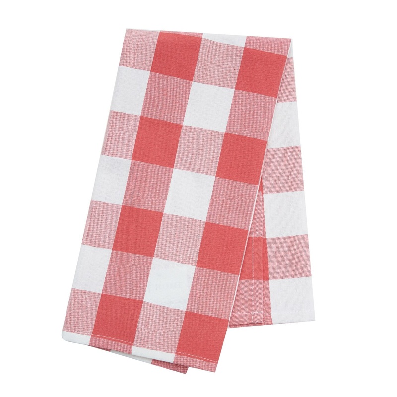 Franklin Coral Gingham Check Kitchen Towel