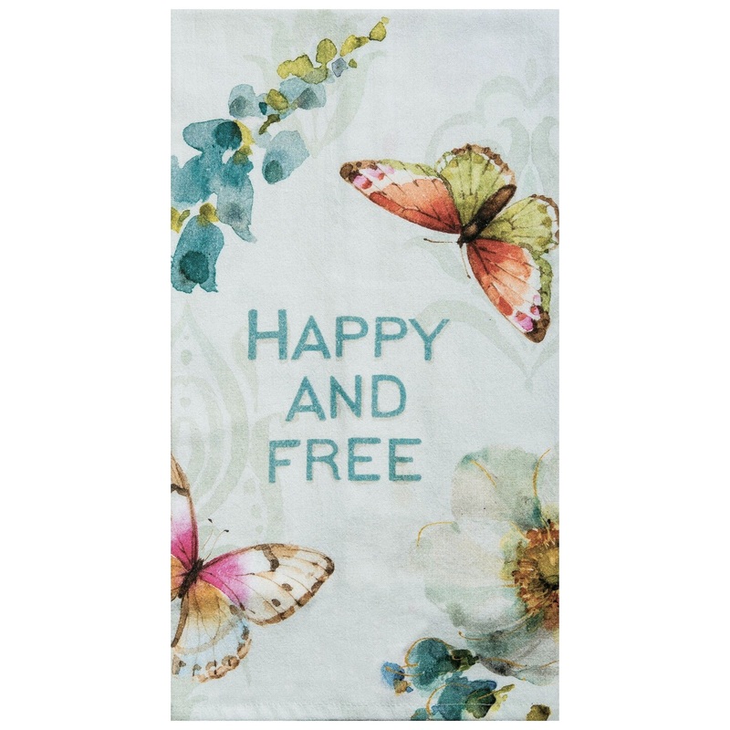 Happy and Free Printed Cotton Flour Sack Kitchen Towel