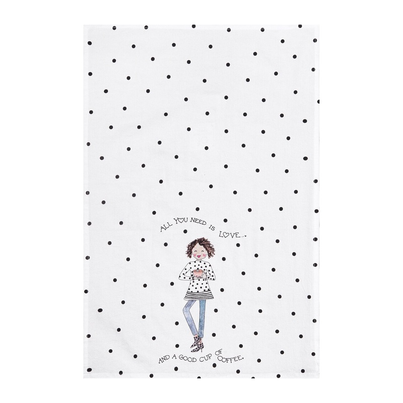Love You Latte Printed Flour Sack Kitchen Towel