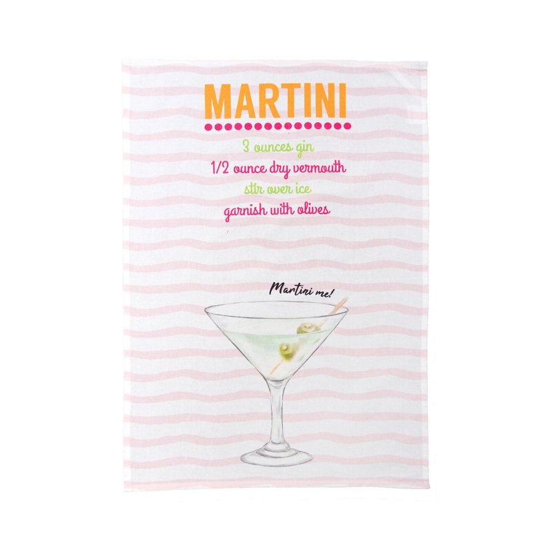 Martini Printed Flour Sack Kitchen Towel Dishtowel