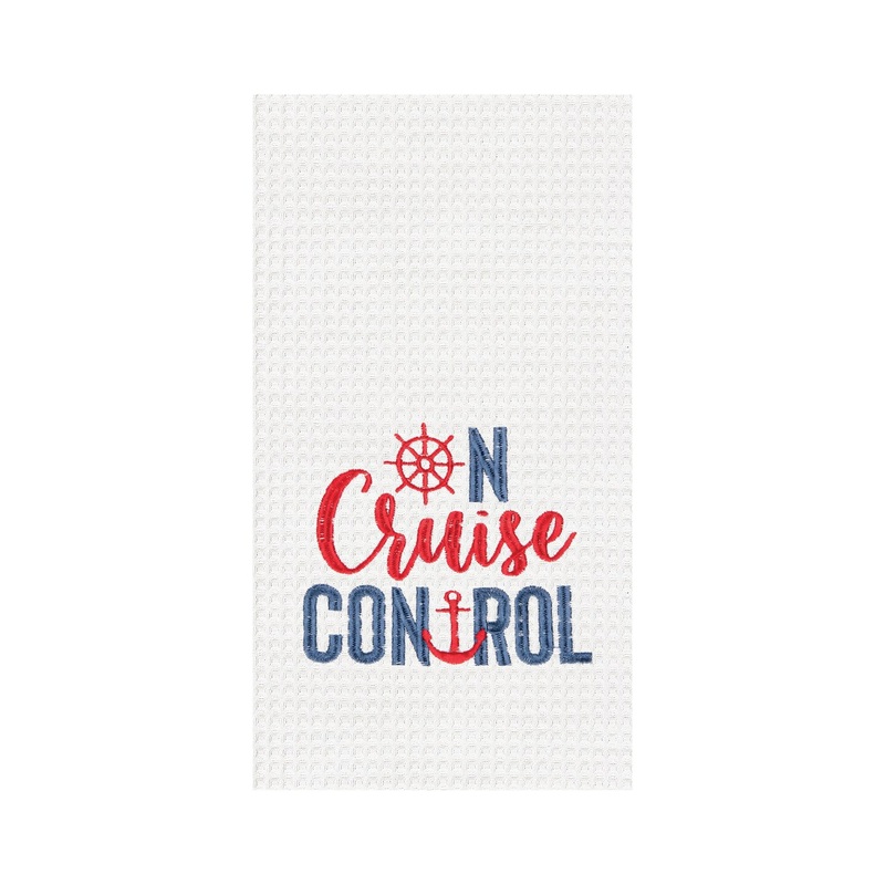 On Cruise Control Embroidered & Waffle Weave Kitchen Towel