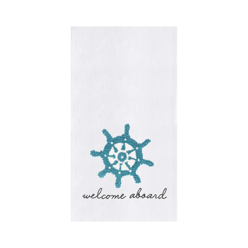 Ships Wheel French Knot Flour Sack Kitchen Towel