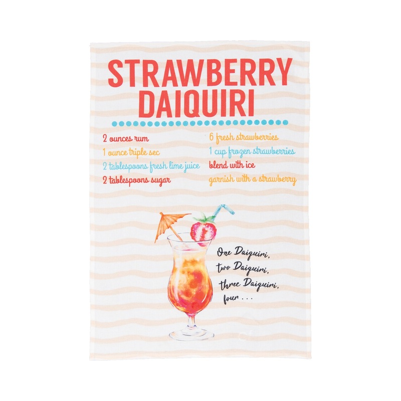 Strawberry Daiquiri Printed Flour Sack Kitchen Towel Dishtowel