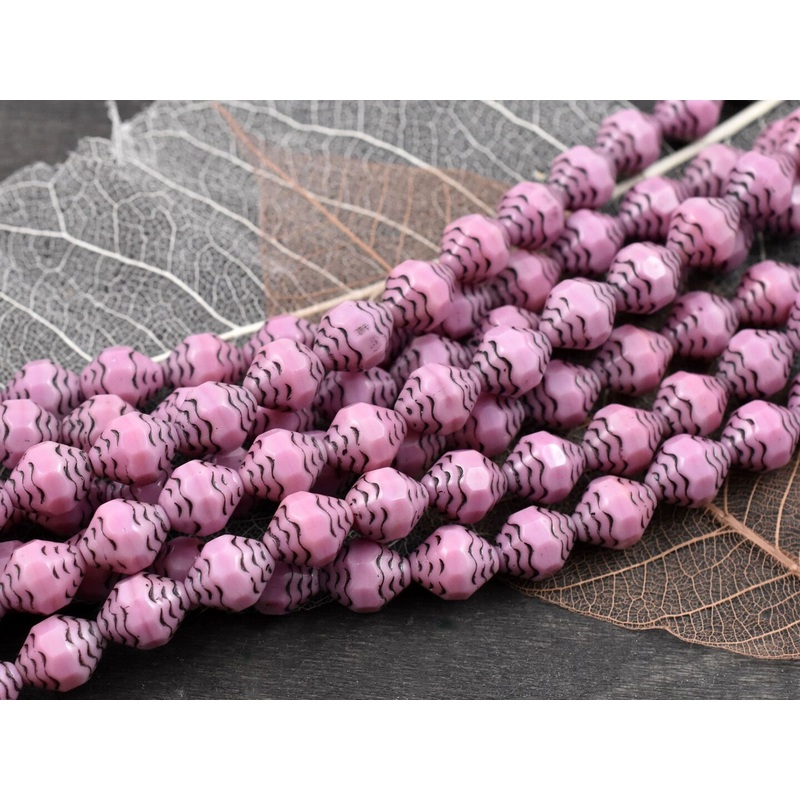 *15* 10x8mm Black Washed Rose Pink Turbine Beads