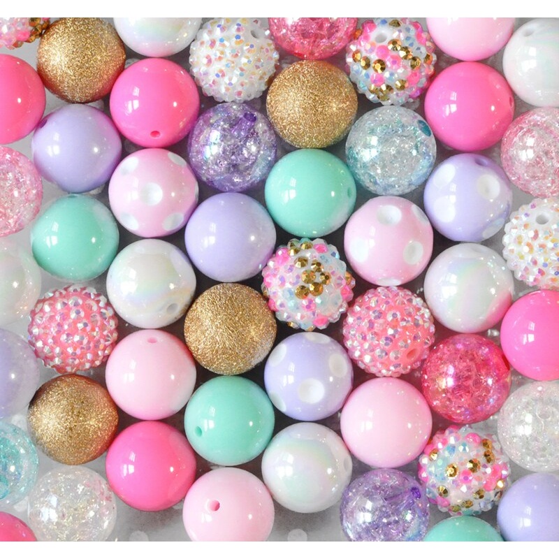 20mm Birthday Cake acrylic bubblegum bead mix