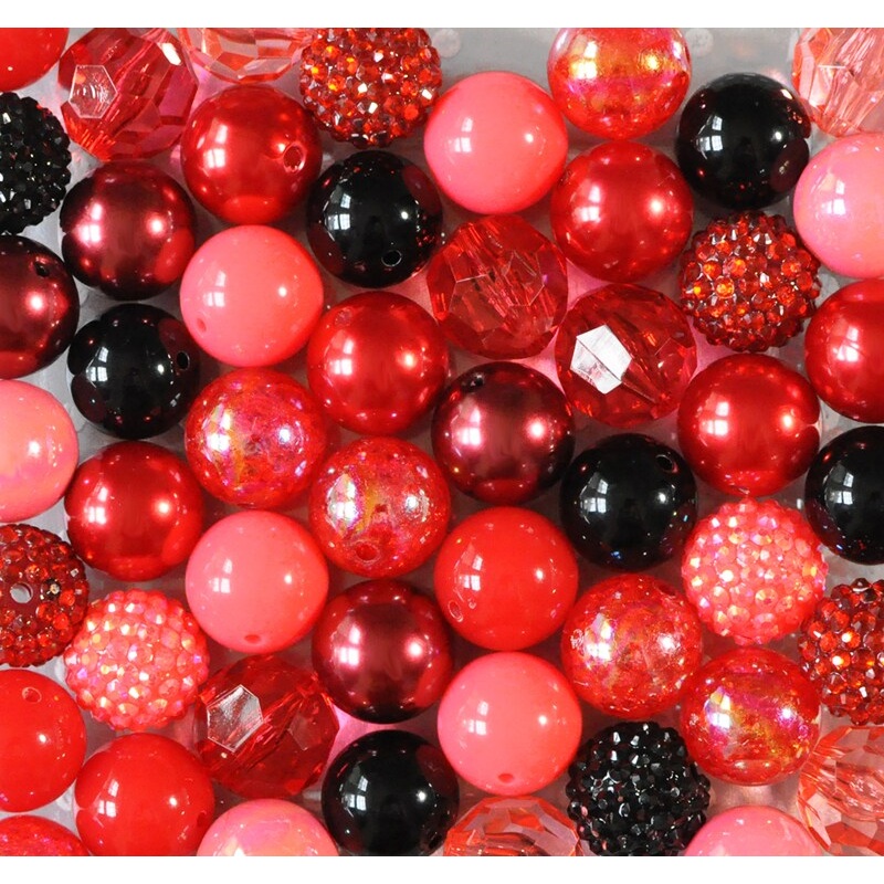 20mm Black Raspberry acrylic bubblegum bead mix