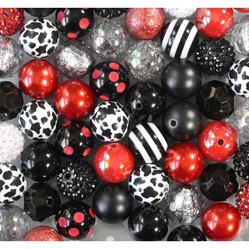 20mm Dalmatian Villain acrylic bubblegum bead mix