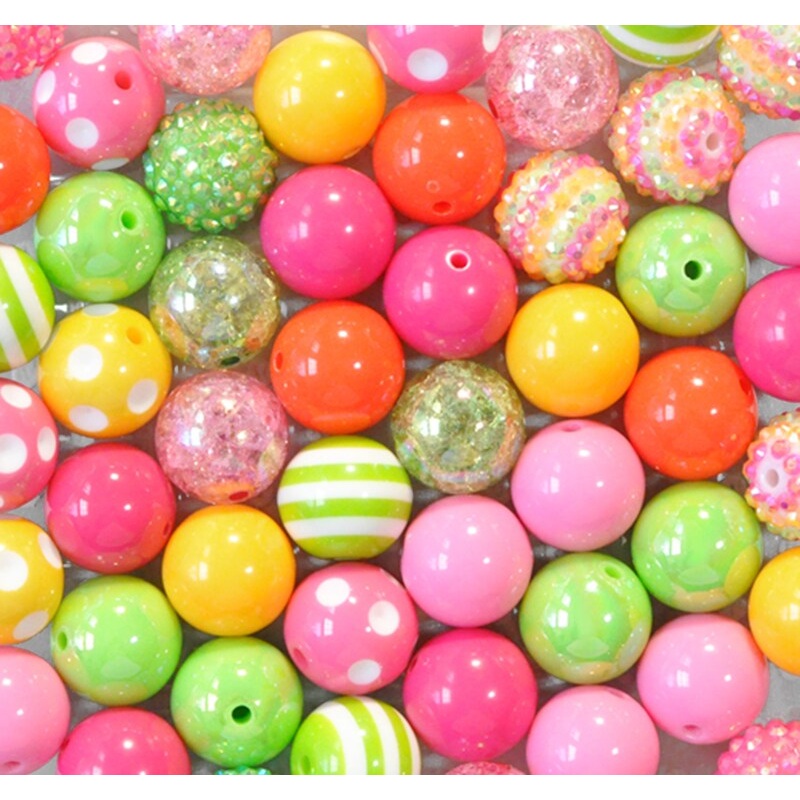 20mm Fruit Punch acrylic bubblegum bead mix