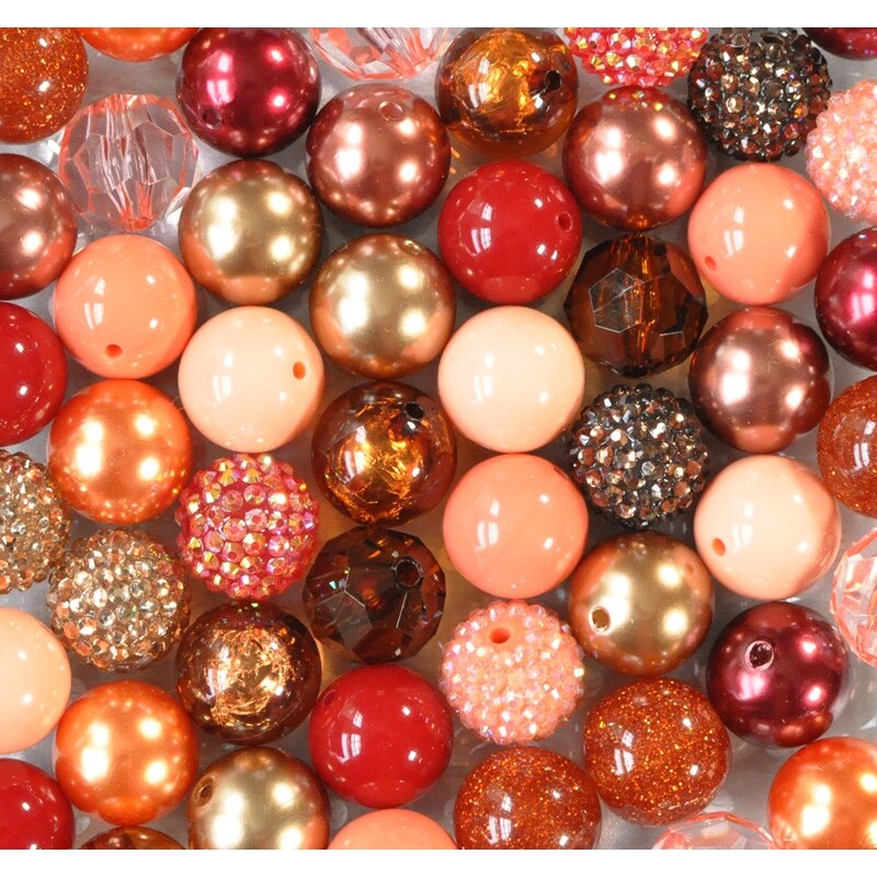 20mm Ginger Spice acrylic bubblegum bead mix