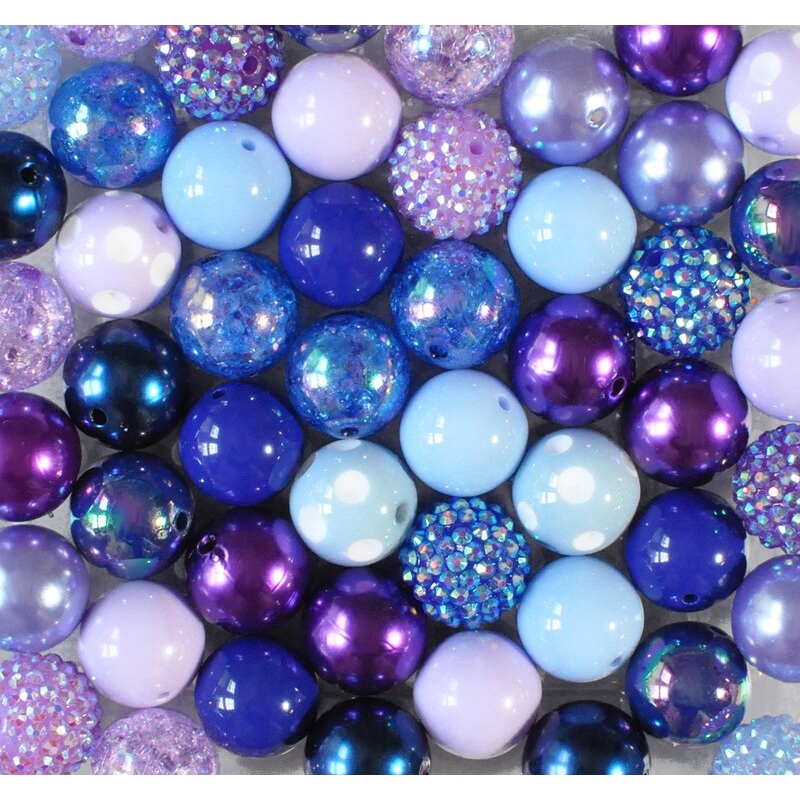 20mm Midnight Blue acrylic bubblegum bead mix