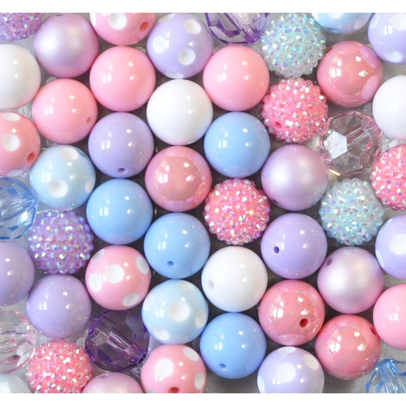 20mm Pastel Dream acrylic bubblegum bead mix