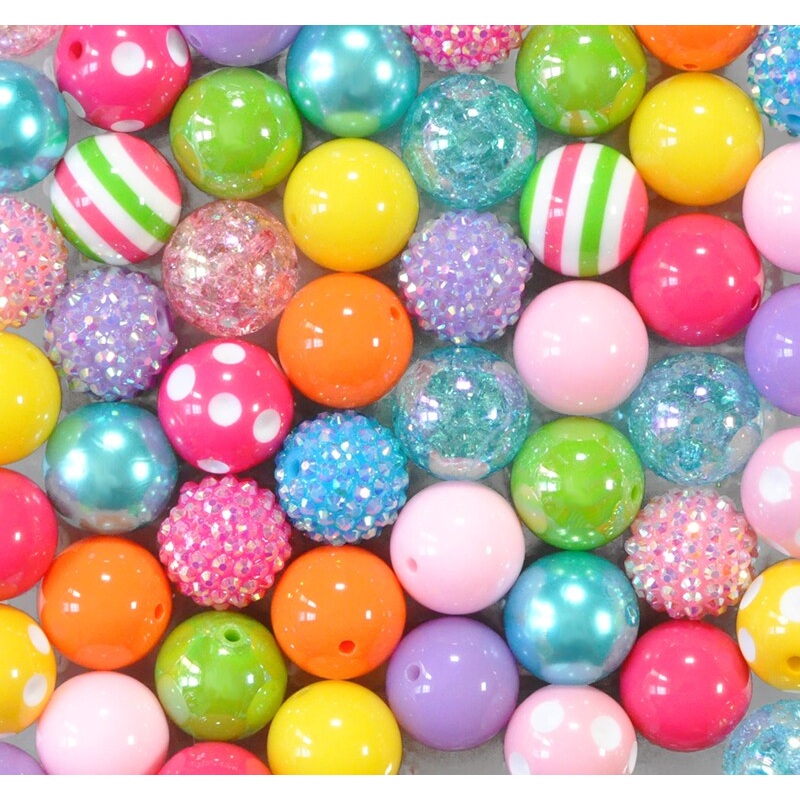 20mm Rainbow Pop acrylic bubblegum bead mix
