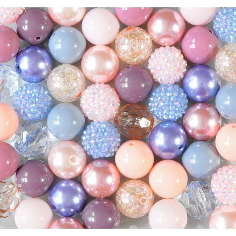 20mm Vintage Victorian acrylic bubblegum bead mix