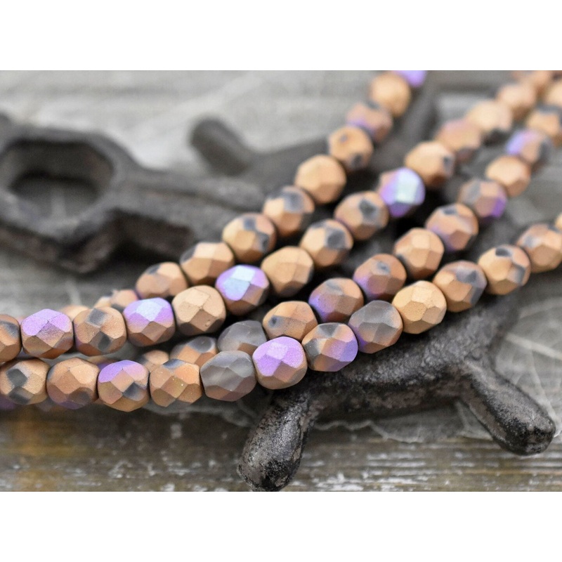 Glittery Matte Bronze Fire Polished Round Beads