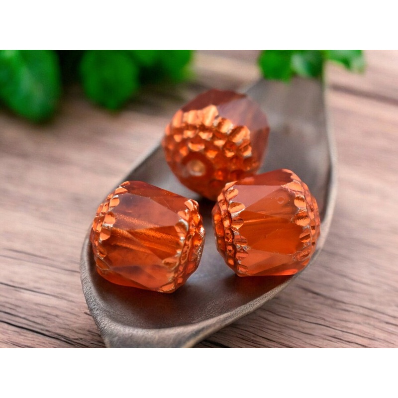 Orange Washed Tangerine Apollo Fire Polished Cathedral Beads