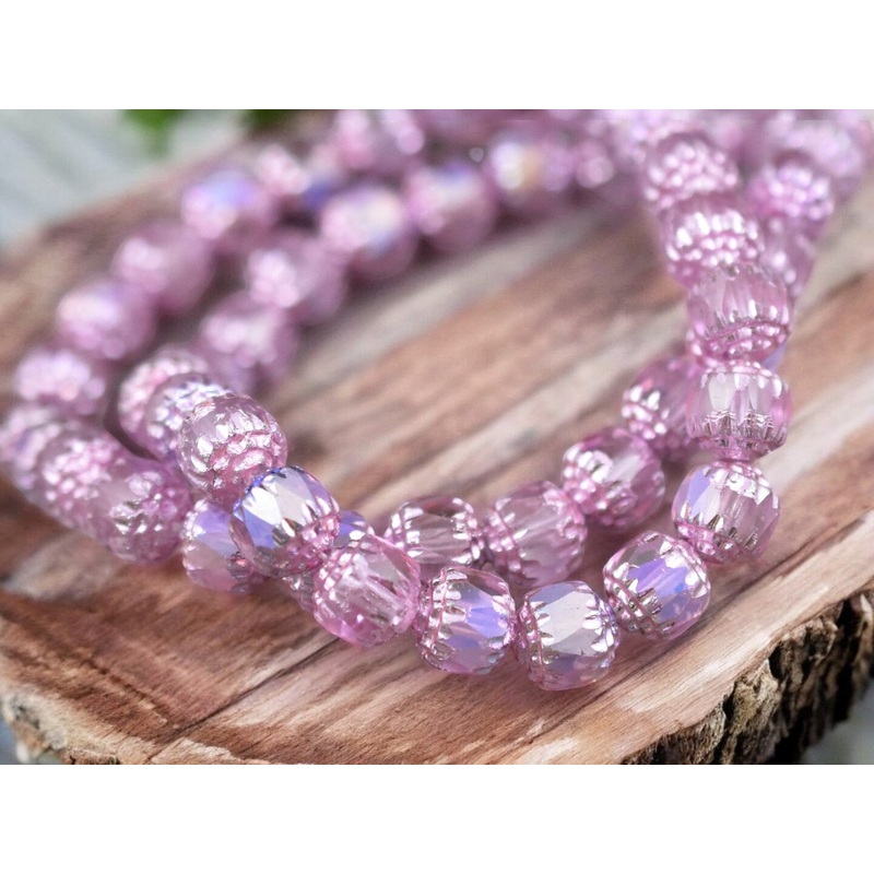 Pink Washed Hot Pink Apollo AB Fire Polished Cathedral Beads