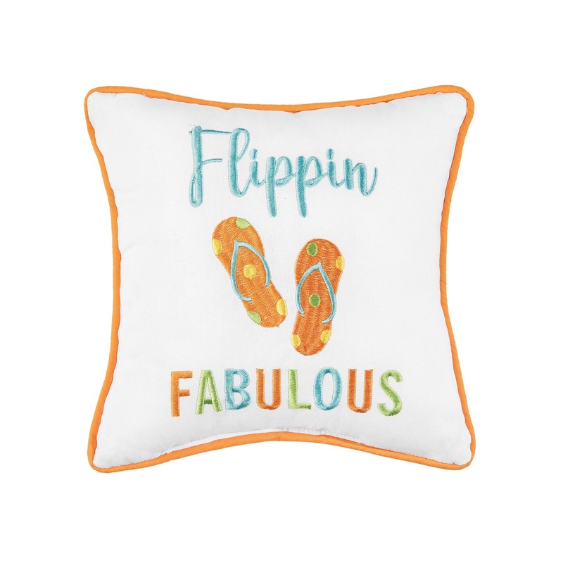 10″ x 10″ Flippin Fabulous Embroidered Small Petite Throw Pillow