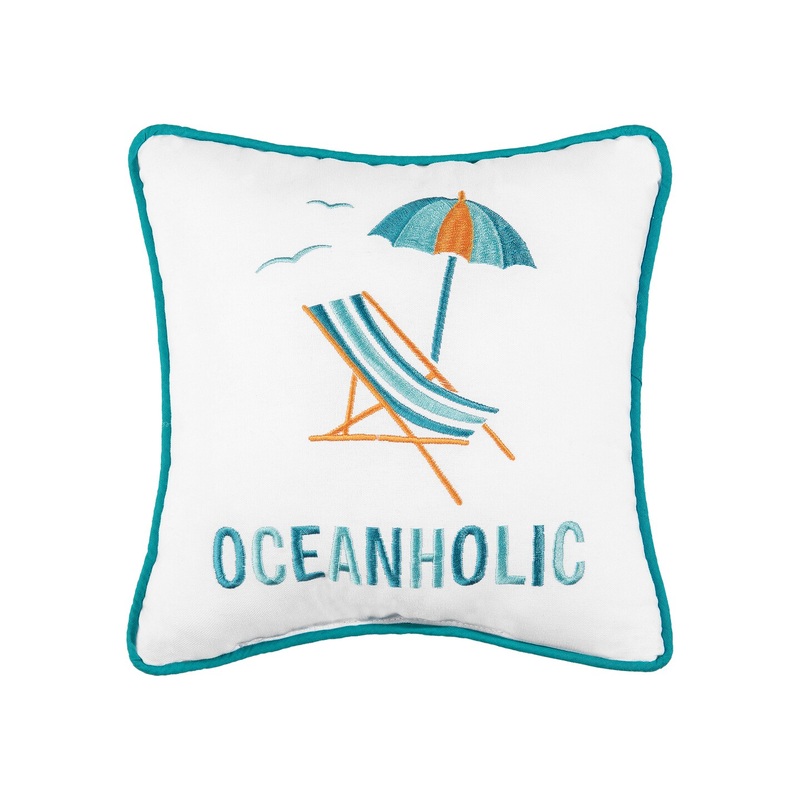 10″ x 10″ Oceanholic Embroidered Small Petite Throw Pillow