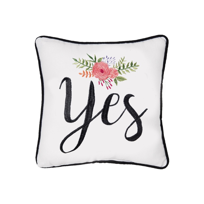 10″ x 10″ Yes/No Embroidered Small Petite Throw Pillow