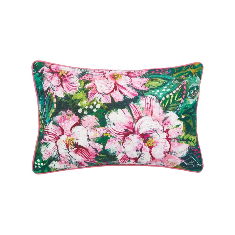 14″ x 22″ Peony Spring Printed and Embellished Spring Easter Themed Accent Throw Pillow