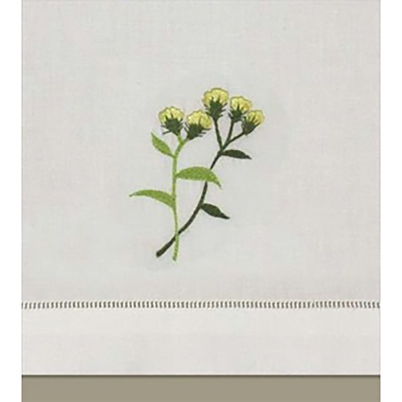 Cinnamon Flower White Hemstitch Decorative Guest Towel